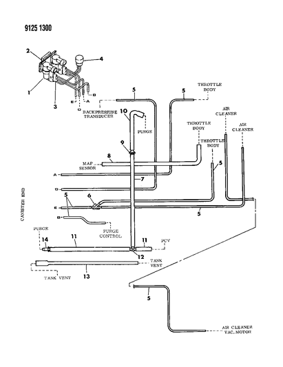 1989 Dodge Caravan Emission Hose Harness Diagram 1