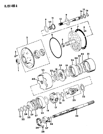 1990 Jeep Wrangler Carrier Assembly, Front Planet Pinion Diagram for R4130514