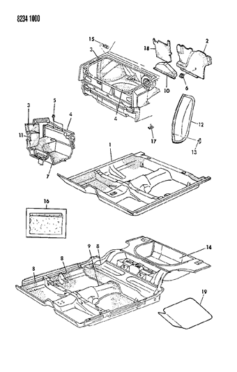 1988 Chrysler LeBaron Base Carpet Diagram