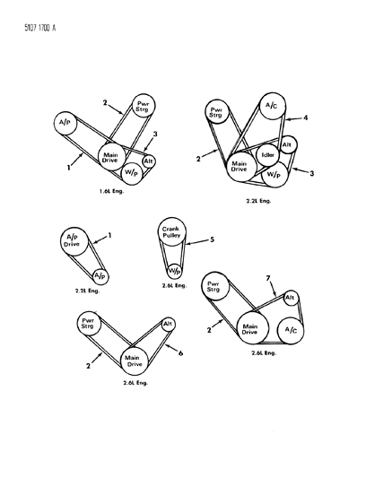 1985 Chrysler LeBaron Base Drive Belts Diagram 1