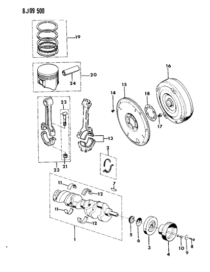 1988 Jeep J20 Crankshaft & Piston Diagram 3