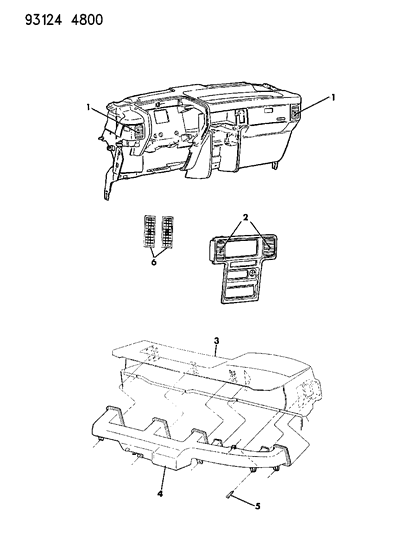 1993 Chrysler Town & Country Air Distribution Ducts, Outlets, Louver Diagram