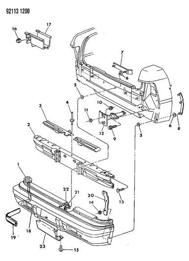 1992 Chrysler LeBaron Fascia, Rear Diagram