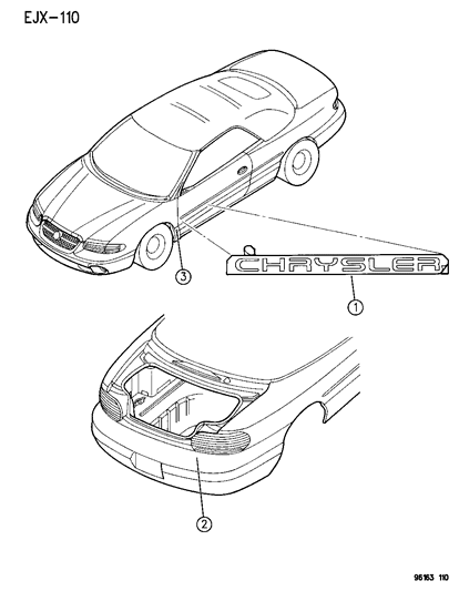 1996 Chrysler Sebring Nameplate, Fascia Diagram for 5288434