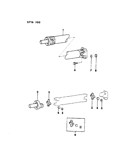 1986 Dodge Conquest Propeller Shaft & Universal Joint Diagram