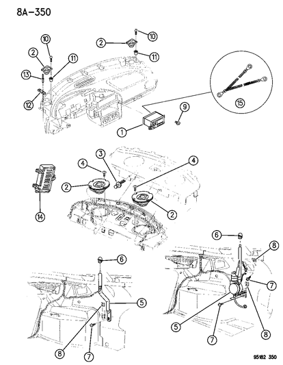 1995 Dodge Stratus Radio - Speaker & Antenna Diagram