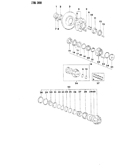 1987 Dodge Raider Brake Disc & Bearings, Front Diagram