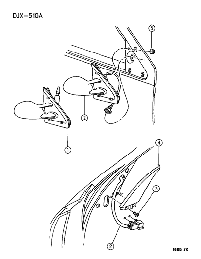 1996 Chrysler Sebring Mirror - Exterior Diagram