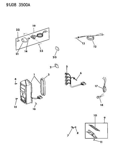 1992 Jeep Cherokee Lamps - Rear Diagram