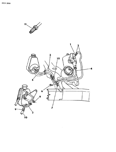 1985 Dodge Ram Van Hoses & Tubes, Power Steering Diagram