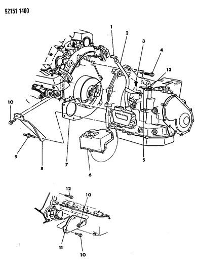 1992 Chrysler New Yorker Transaxle Mounting & Miscellaneous Parts Diagram