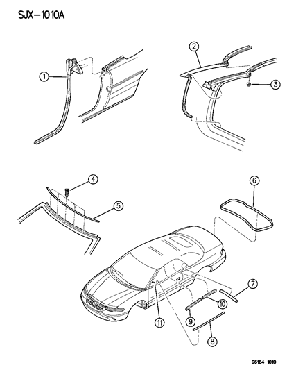 1996 Chrysler Sebring Convertible Weatherstrips Diagram