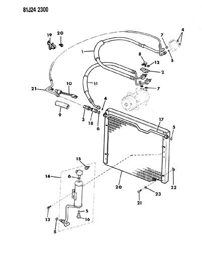 1986 Jeep Cherokee Receiver/Drier & Hoses Diagram 1