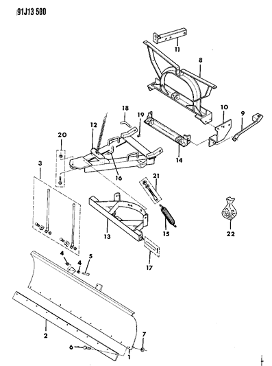 1991 Jeep Wrangler Snowplow & Mounting Diagram