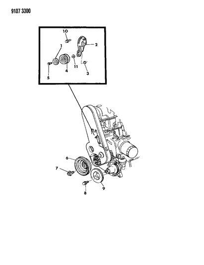 1989 Chrysler LeBaron GTC Drive Pulleys Diagram