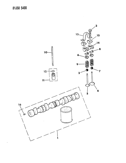 1986 Jeep Cherokee Camshaft & Valves , And Piston Diagram 1