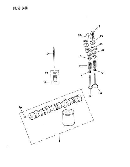 1986 Jeep Comanche Camshaft & Valves , And Piston Diagram 1