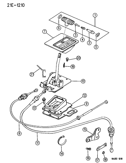 1996 Jeep Cherokee Controls , Gearshift , Floor Mounted Diagram 2