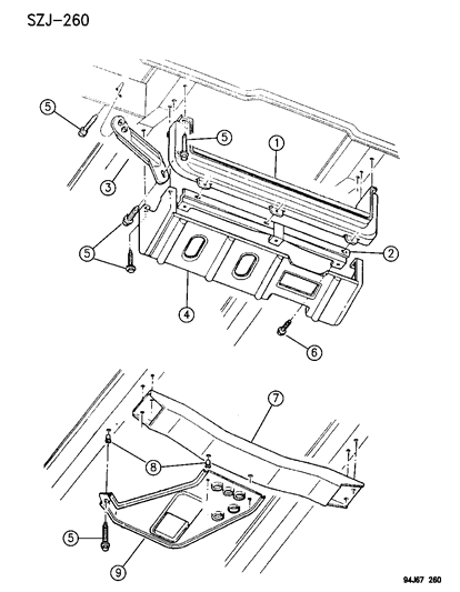 1995 Jeep Grand Cherokee Front End Skid Plates Diagram