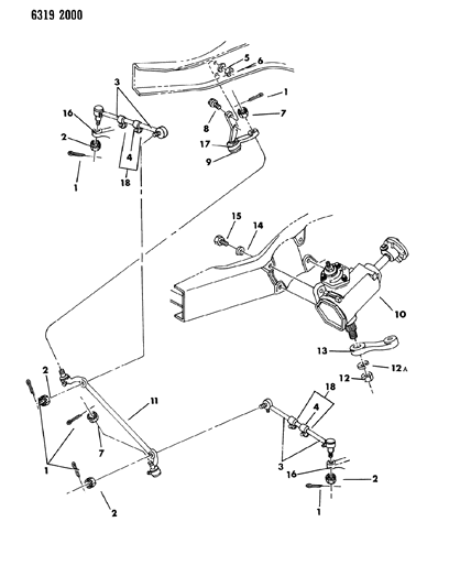 1987 Dodge W150 Gear & Linkage, Steering Diagram 1