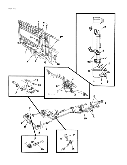 1985 Dodge Ram Van Transmission Oil Cooler & Aux. Oil Cooler & Lines Diagram