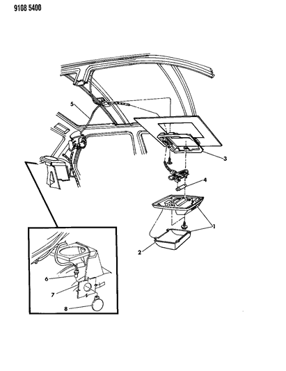 1989 Dodge Shadow Lamps - Cargo-Dome-Courtesy Diagram