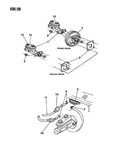 1989 Dodge Dakota Booster - Master Cylinder Diagram