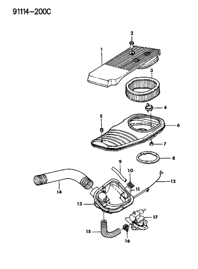 1991 Chrysler New Yorker Salon Air Cleaner Diagram 1