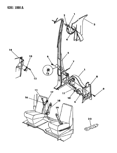 1987 Dodge W350 Belts - Seat Front Diagram