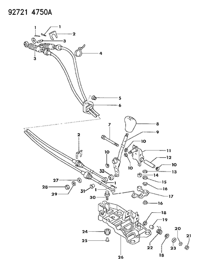 1993 Dodge Colt BUSHING-GEARSHIFT Control Link Diagram for MB949743