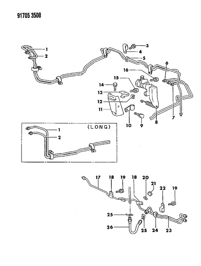 1991 Dodge Ram 50 Lines & Hoses - Rear Diagram 1