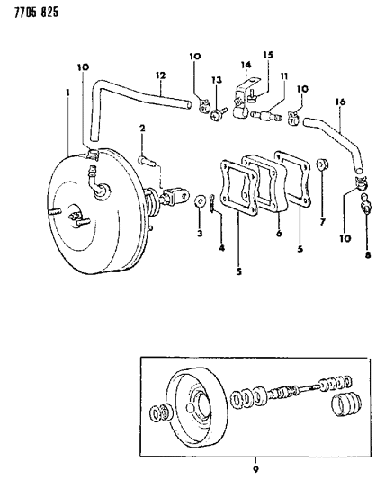 1988 Dodge Colt Booster, Power Brake Diagram 2