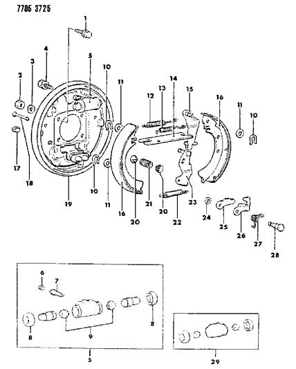 1988 Dodge Colt Wheel Cylinder-Rear Brake Cylinder Diagram for MB193623