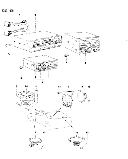 1988 Chrysler Conquest Radio, Tape Deck And Speakers Diagram