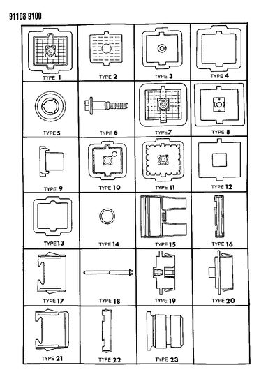 1991 Chrysler Town & Country Bulkhead Connectors & Components Diagram
