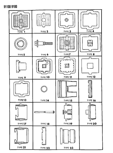 1991 Dodge Daytona Bulkhead Connectors & Components Diagram