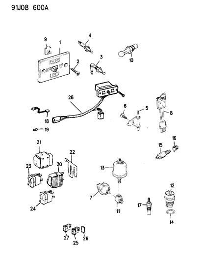 1991 Jeep Grand Wagoneer Switch-Door AJAR Diagram for 4373296