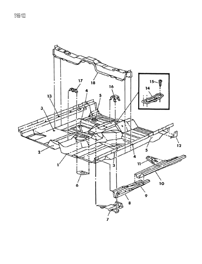 1985 Dodge Omni Floor Pan Front Diagram