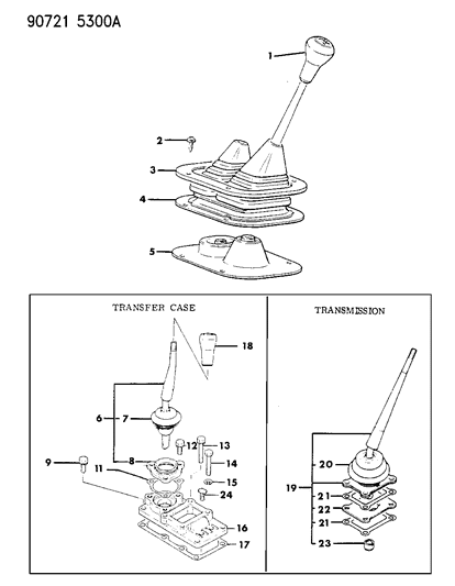 1990 Dodge Ram 50 Controls, Gearshift Diagram 1