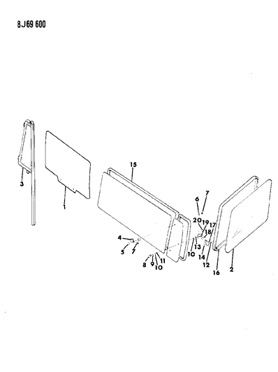 1990 Jeep Wrangler Glass Diagram