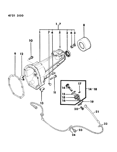 1984 Dodge Ram 50 Extension, Speedometer Cable & Pinion Diagram 1