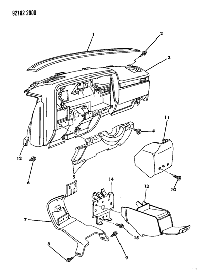 1992 Chrysler New Yorker Instrument Panel Panel & Pad Diagram