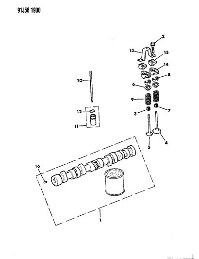 1992 Jeep Cherokee Camshaft & Valves Diagram 1