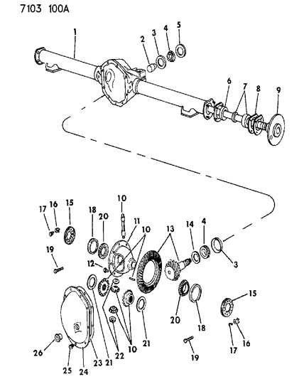 1987 Chrysler Fifth Avenue Axle, Rear, With Differential And Carrier Diagram 1