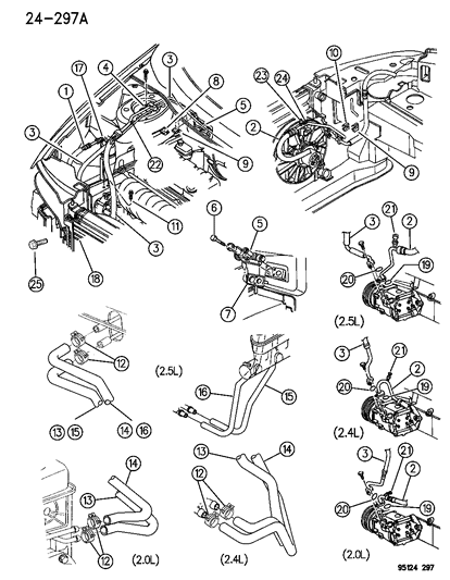 1995 Dodge Stratus Plumbing - Heater & A/C Diagram