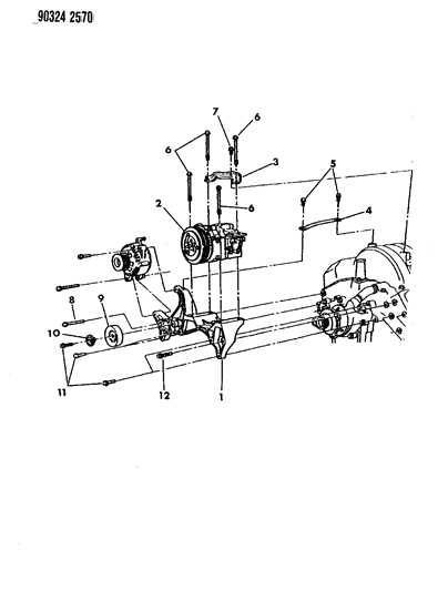 1993 Dodge Dakota Mounting - A/C Compressor Diagram 2