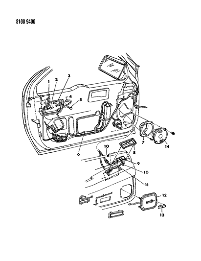 1988 Dodge Daytona Wiring & Switches - Door Diagram