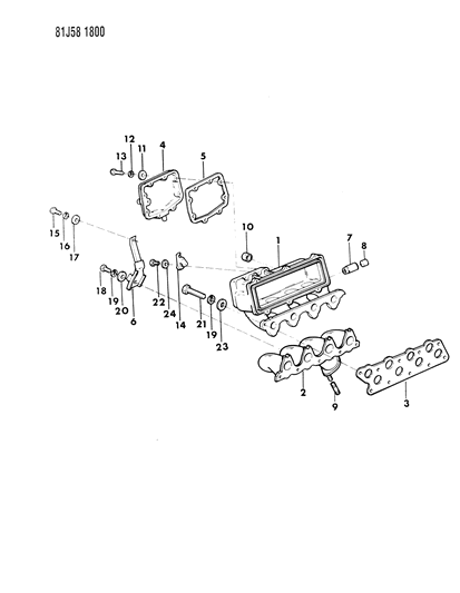 1986 Jeep Wrangler Manifolds - Intake & Exhaust Diagram 2