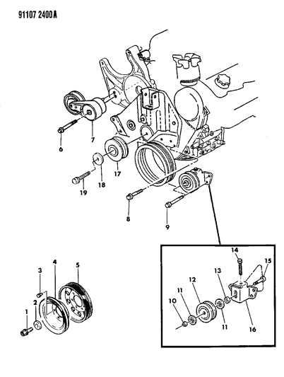 1991 Chrysler Town & Country Drive Pulleys Diagram 2