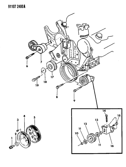 1991 Dodge Spirit Drive Pulleys Diagram 2